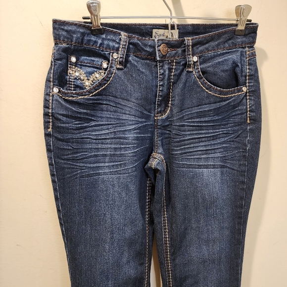 EARL JEANS Women Studded Washed blue Straight legs size 4 - Picture 4 of 11